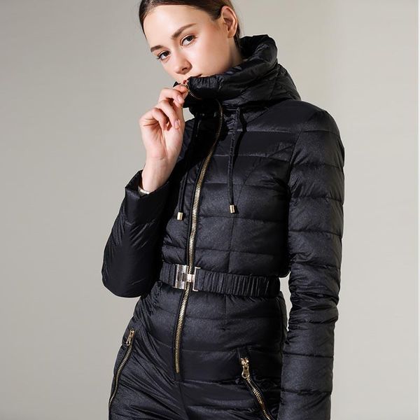 women's down & parkas winter slim fit jumpsuit 90% white duck jacket waist thickening warm elastic outdoor ski women, Black
women's down & parkas winter slim fit jumpsuit 90% white duck jacket waist thickening warm elastic outdoor ski women, Black