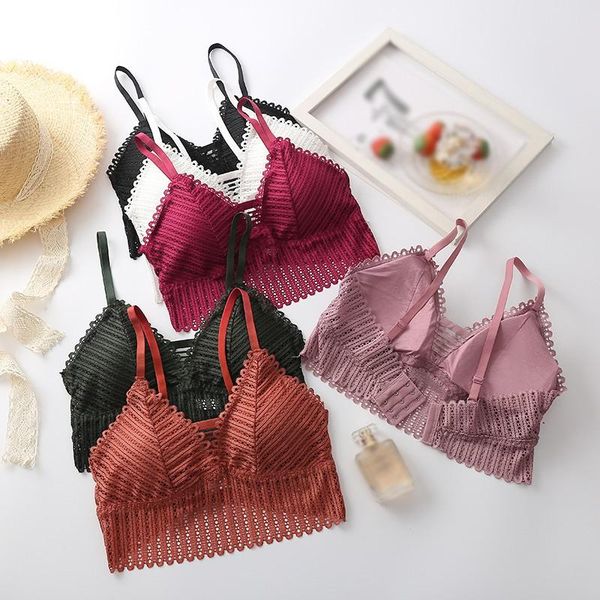 camisoles & tanks crop women ultrathin lace comfortable bralette no wire tank wrapped chest lingerie female underwear gather camiso, Black;white