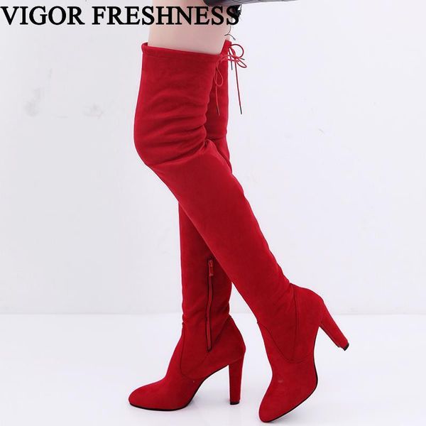 vigor freshness women boots flock leather over the knee boots winter warm woman shoes high heels lace up shoes wy1161, Black
vigor freshness women boots flock leather over the knee boots winter warm woman shoes high heels lace up shoes wy1161, Black