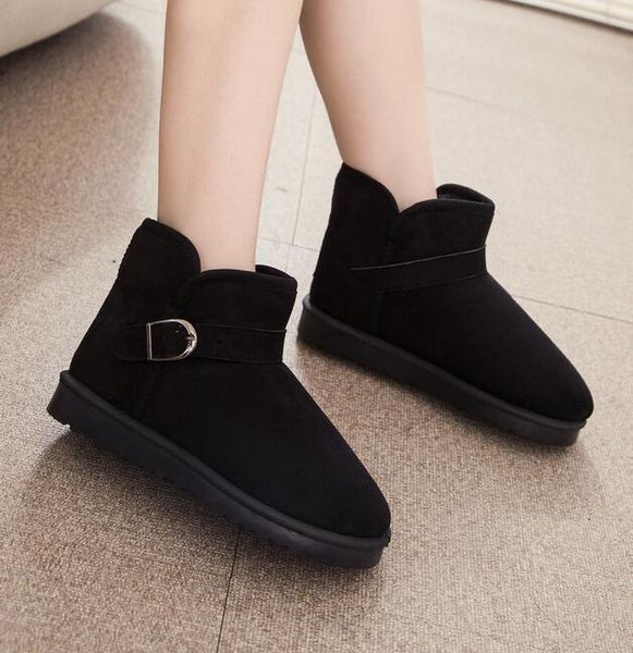 women thick warm flock ankle snow boots lady buckle winter flat heels short boots round toe antiskid pure color shoes, Black
women thick warm flock ankle snow boots lady buckle winter flat heels short boots round toe antiskid pure color shoes, Black