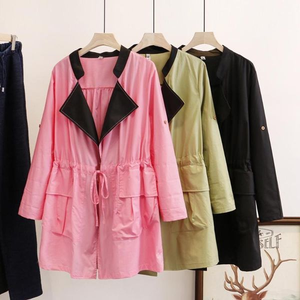 women's trench coats extra large size 4xl korean style medium long elastic waist coat women 2021 spring dual-use sleeve sunscreen windb, Tan;black
women's trench coats extra large size 4xl korean style medium long elastic waist coat women 2021 spring dual-use sleeve sunscreen windb, Tan;black