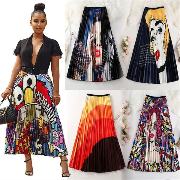 2020 brand summer women pleated skirts printed cartoon pattern empire elastic women midi skirt swing party holiday high street, Black
2020 brand summer women pleated skirts printed cartoon pattern empire elastic women midi skirt swing party holiday high street, Black