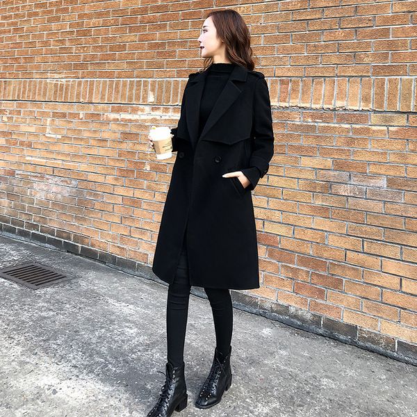 double sided cashmere autumn and winter 2020 new wool black medium length women's woolen coat
double sided cashmere autumn and winter 2020 new wool black medium length women's woolen coat