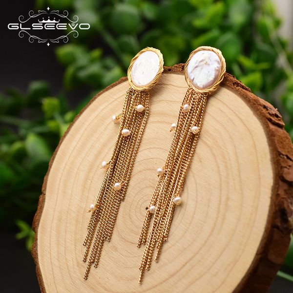 glseevo fresh water baroque flat pearl tassel long earrings for women engagement vintage handmade fine luxury jewellery ge0656 200923, Golden;silver
glseevo fresh water baroque flat pearl tassel long earrings for women engagement vintage handmade fine luxury jewellery ge0656 200923, Golden;silver
