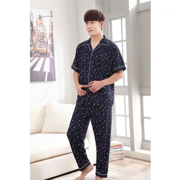 men's cotton pajamas set blue homewear summer pajama short sleeve trousers men lounge wear nightwear pajamas for men1, Black;brown
men's cotton pajamas set blue homewear summer pajama short sleeve trousers men lounge wear nightwear pajamas for men1, Black;brown