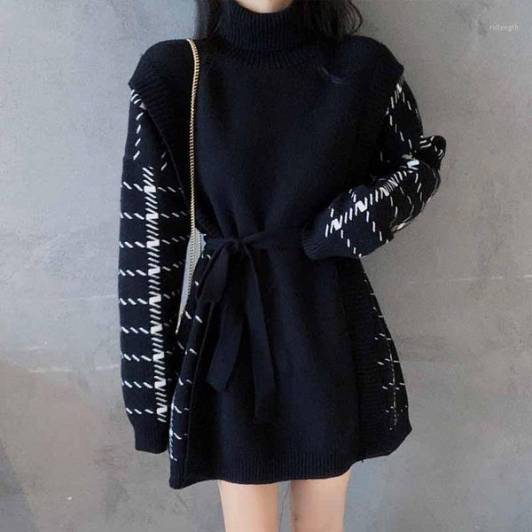 spring and winter new long-sleeved plaid knitted dress loose black turtleneck plaid knitted dresses for women1, Black;gray
spring and winter new long-sleeved plaid knitted dress loose black turtleneck plaid knitted dresses for women1, Black;gray