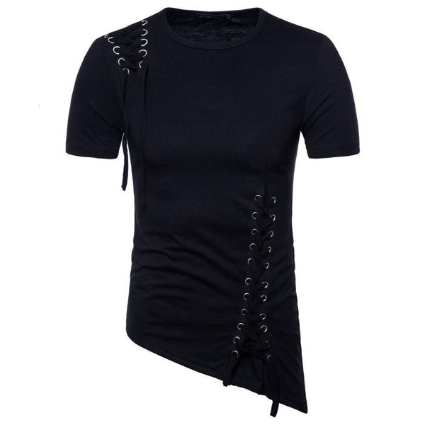 men irregular design hip hop punk t shirt lacing slim fit tee shirts men gothic style tee shirts nightclub stage costume, White;black
men irregular design hip hop punk t shirt lacing slim fit tee shirts men gothic style tee shirts nightclub stage costume, White;black