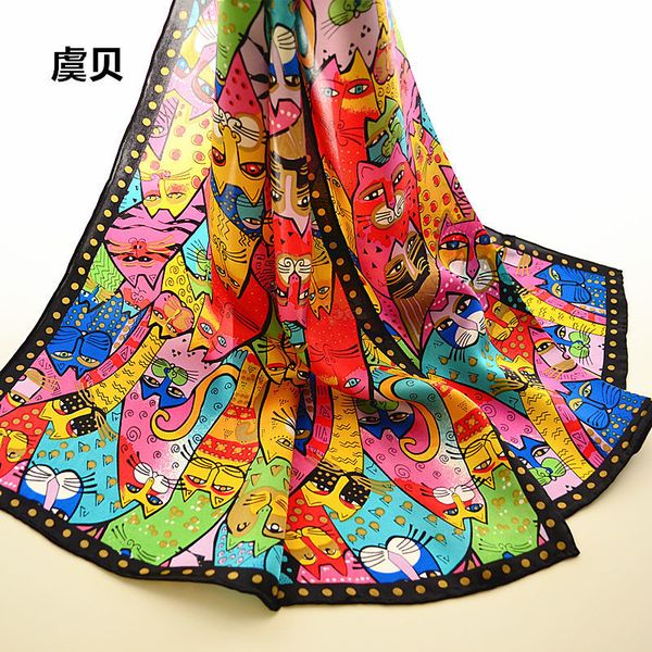 colorful cats long scarf women sunscreen soft thin printed natural silk scarves wrap shawl foulard femme bandana gift for ladies 201119, Blue;gray
colorful cats long scarf women sunscreen soft thin printed natural silk scarves wrap shawl foulard femme bandana gift for ladies 201119, Blue;gray
