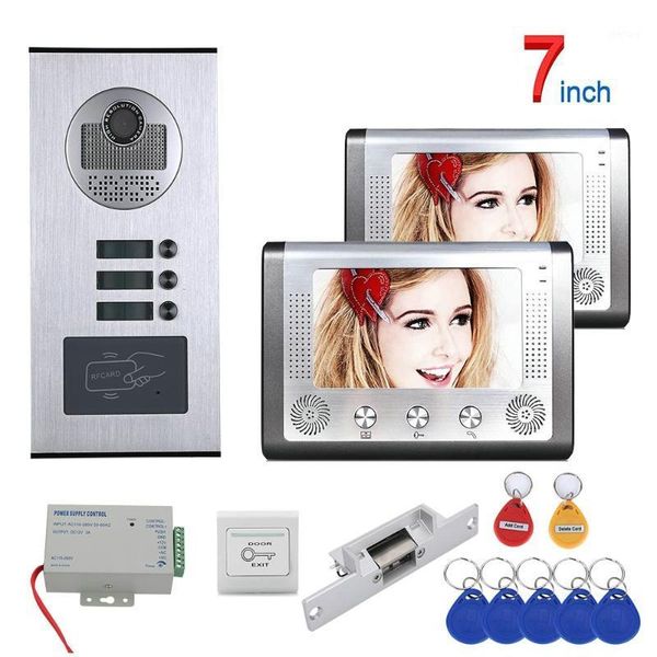 7 inch 2 apartment/family video door phone intercom system rfid 1000tvl doorbell camera +no electric strike door lock1 
7 inch 2 apartment/family video door phone intercom system rfid 1000tvl doorbell camera +no electric strike door lock1