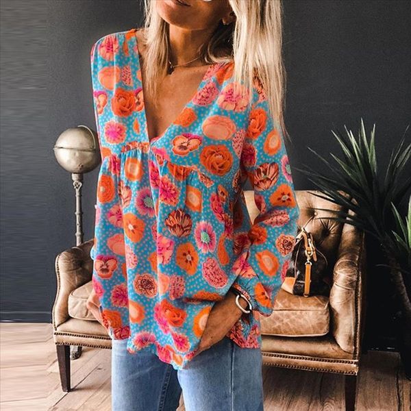fashion floral print blouse shirt loose v neck casual autumn winter ladies female women long sleeve blusas pullover, White
fashion floral print blouse shirt loose v neck casual autumn winter ladies female women long sleeve blusas pullover, White