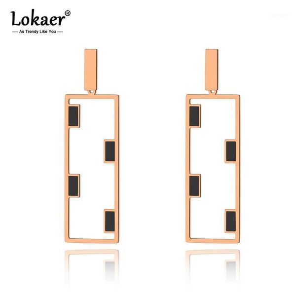 lokaer original titanium stainless steel geometry dangle earrings bohemia style black glaze earrings jewelry for women e193241, Silver 
lokaer original titanium stainless steel geometry dangle earrings bohemia style black glaze earrings jewelry for women e193241, Silver
