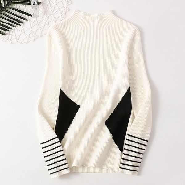 women's sweaters 2021 autumn and winter half high neck pullover sweater women's slim color matching bottoming sweater1, White;black
women's sweaters 2021 autumn and winter half high neck pullover sweater women's slim color matching bottoming sweater1, White;black
