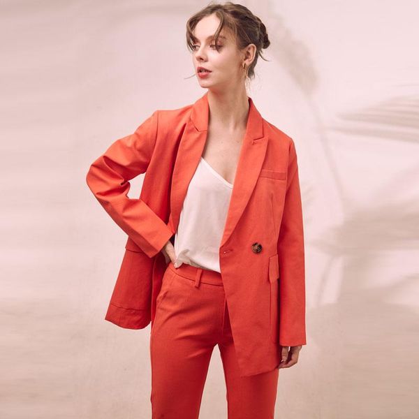 hstar 2021 autumn women single blazer office lady fashion high waist pants suit female elegant two piece set, White;black
hstar 2021 autumn women single blazer office lady fashion high waist pants suit female elegant two piece set, White;black