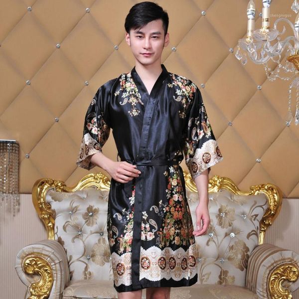 new summer black chinese men's silk hand-made painted kaftan lounge sleepwear robe gown with belt size 14 colors 01131, Black;brown
new summer black chinese men's silk hand-made painted kaftan lounge sleepwear robe gown with belt size 14 colors 01131, Black;brown