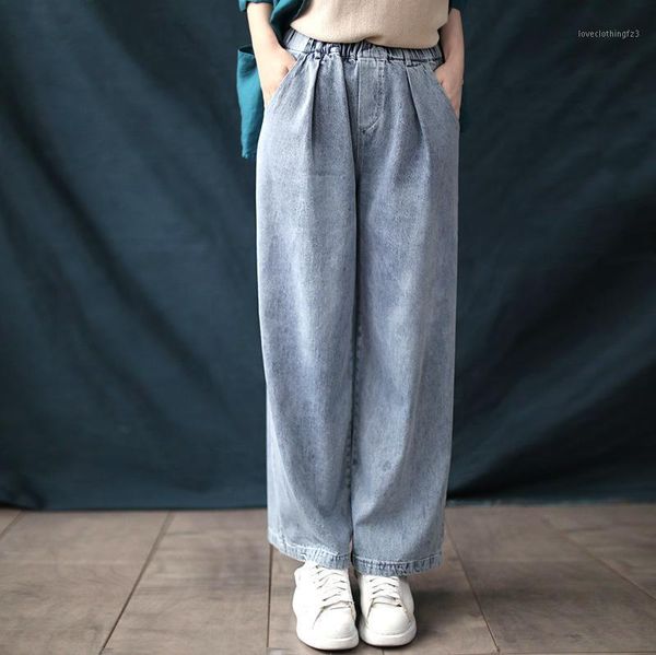women's jeans 2021 women spring autumn korean casual loose large size pockets elastic waist fashion wide leg denim trousers1, Blue
women's jeans 2021 women spring autumn korean casual loose large size pockets elastic waist fashion wide leg denim trousers1, Blue