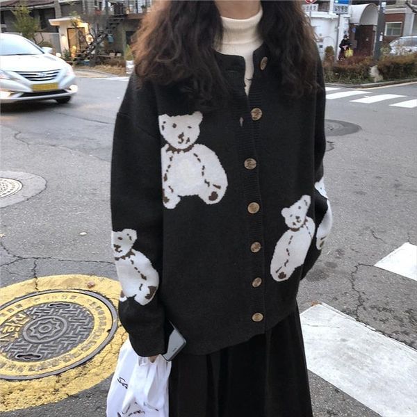 japanese ulzzang cute bear cartoon knit women cardigan long-sleeved kawaii women sweater harajuku casual korea sweet ins sweater, White;black
japanese ulzzang cute bear cartoon knit women cardigan long-sleeved kawaii women sweater harajuku casual korea sweet ins sweater, White;black