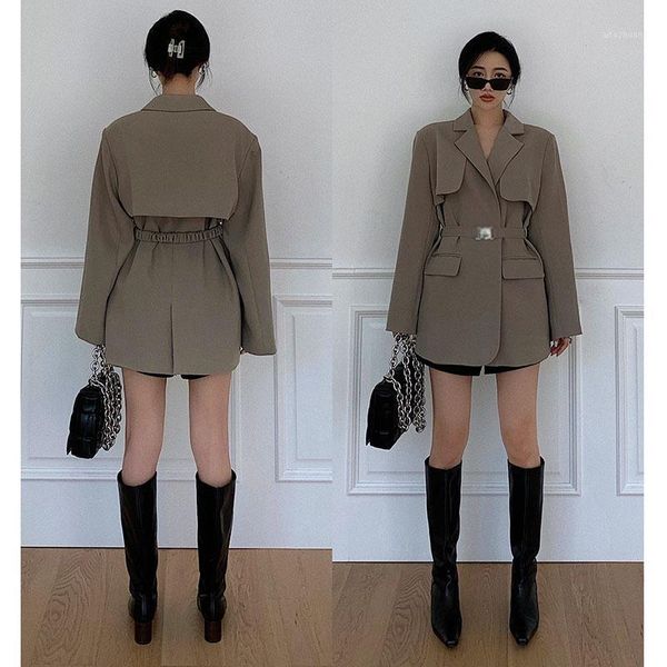 women's 2020 autumn new casual street loose solid color long-sleeved waist tie suit jacket women1, White;black
women's 2020 autumn new casual street loose solid color long-sleeved waist tie suit jacket women1, White;black