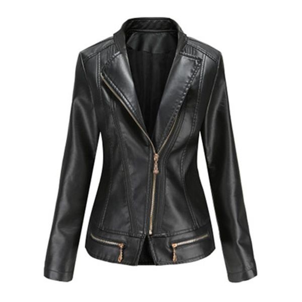 women's leather & faux motorcycle jacket women winter coat female blazer 2021 long sleeved round neck zipper for jack, Black
women's leather & faux motorcycle jacket women winter coat female blazer 2021 long sleeved round neck zipper for jack, Black