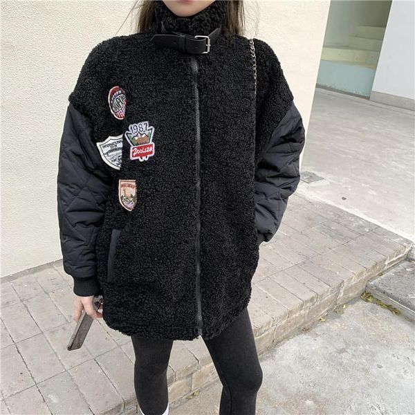 women's fur & faux 2021 winter and autumn high street label sheepskin warm coat vintage female thermal parkas streetwear, Black
women's fur & faux 2021 winter and autumn high street label sheepskin warm coat vintage female thermal parkas streetwear, Black