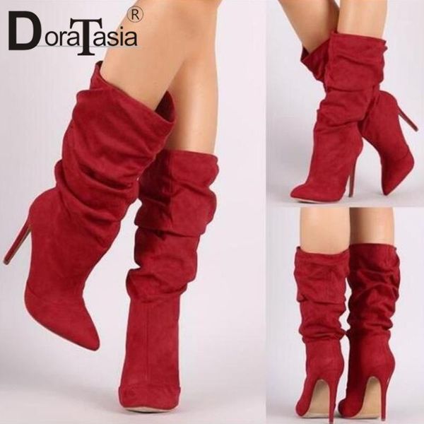 boots doratasia fashion brand dress pleated 2021 thin high heels women pointed toe mid-calf shoes woman1, Black
boots doratasia fashion brand dress pleated 2021 thin high heels women pointed toe mid-calf shoes woman1, Black