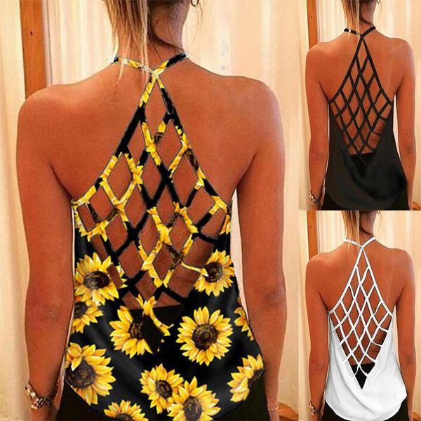2020 summer latest women fashion o-neck backless bandage sunflower printed halter vest hollow out tank sunflower vest, White
2020 summer latest women fashion o-neck backless bandage sunflower printed halter vest hollow out tank sunflower vest, White