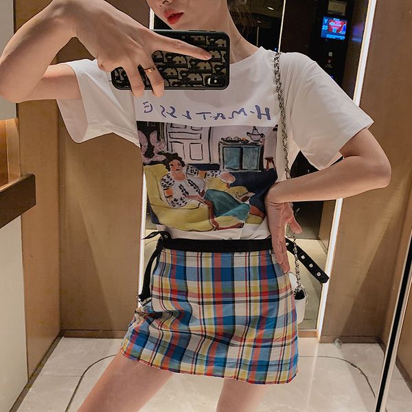 2020 early new style spring painting oil beautiful cartoon letter short sleeve lets red t shirt female fashion ins vm07, White
2020 early new style spring painting oil beautiful cartoon letter short sleeve lets red t shirt female fashion ins vm07, White