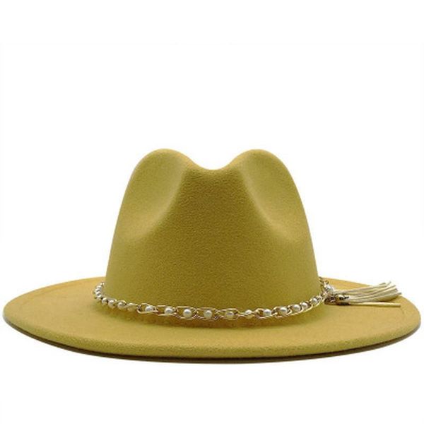 felted fedora hats wide birm solid with band bead chain belt women hats yellow black white luxury fascinator formal women, Blue;gray
felted fedora hats wide birm solid with band bead chain belt women hats yellow black white luxury fascinator formal women, Blue;gray