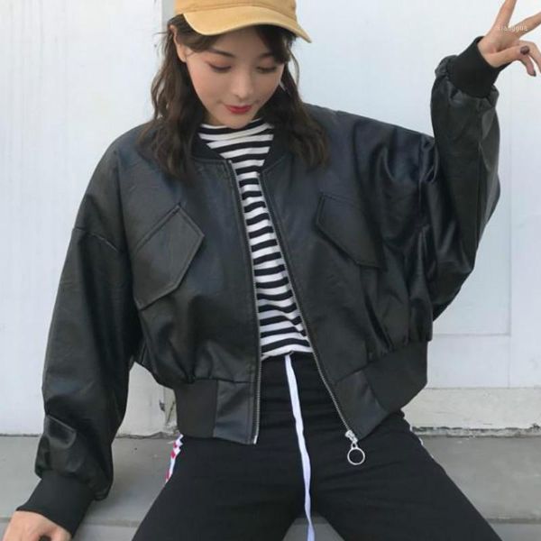jackets women solid zip-up pu faux leather short jacket long batwing sleeve bf motorcycle baseball coat retro all-match new cool1, Black;brown
jackets women solid zip-up pu faux leather short jacket long batwing sleeve bf motorcycle baseball coat retro all-match new cool1, Black;brown