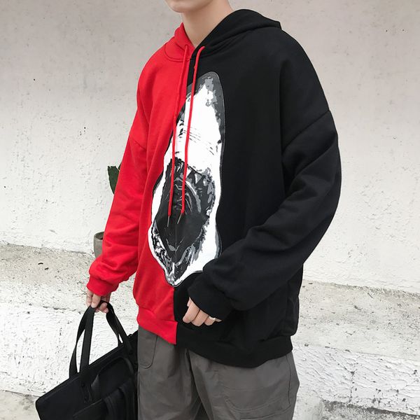 sweater men's hooded autumn and winter korean version of the trend of hip-hop street students two-color stitching handsome personality, Black
sweater men's hooded autumn and winter korean version of the trend of hip-hop street students two-color stitching handsome personality, Black