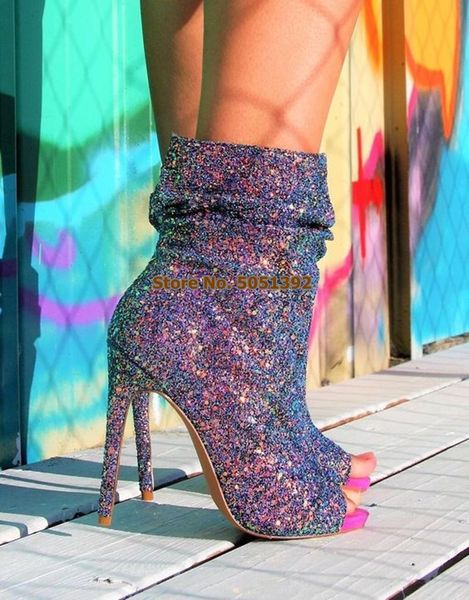 boots women big size shiny sequinned bling peep toe personality high heels pumps fashion party shoes middle, Black
boots women big size shiny sequinned bling peep toe personality high heels pumps fashion party shoes middle, Black
