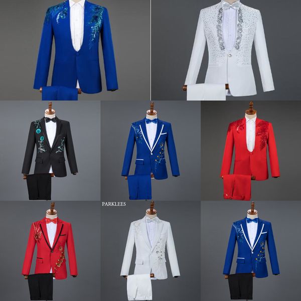 red diamond floral men suits for wedding mens suits 3 piece blazer+pant+bow tie fashion tuxedo men suit set stage costume homme q1216, White;black
red diamond floral men suits for wedding mens suits 3 piece blazer+pant+bow tie fashion tuxedo men suit set stage costume homme q1216, White;black
