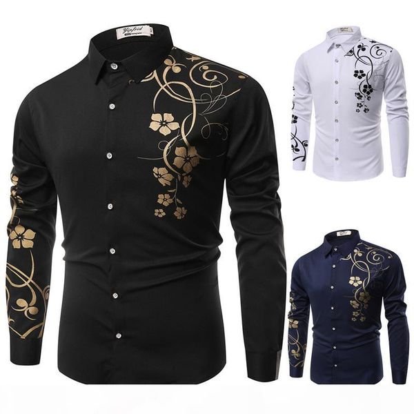 new 2020 spring men casual shirts fashion long sleeve printed button-up formal business polka dot floral men dress shirt, White;black
new 2020 spring men casual shirts fashion long sleeve printed button-up formal business polka dot floral men dress shirt, White;black