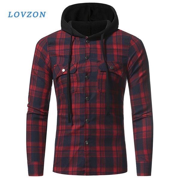 men plaid shirts fashion korean wild long sleeve hooded shirt casual slim fit plus size cotton men's clothing, White;black
men plaid shirts fashion korean wild long sleeve hooded shirt casual slim fit plus size cotton men's clothing, White;black