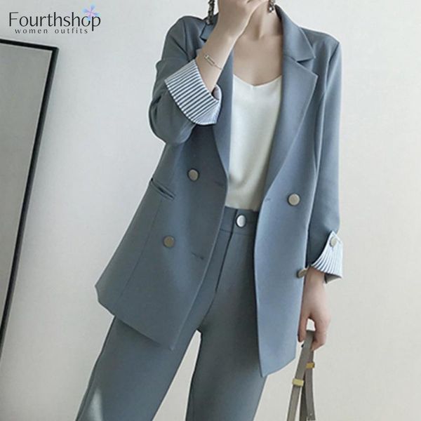 2020 autumn two piece set women suits business work temperament double-breasted blazer set office lady formal pant suits female1, White;black
2020 autumn two piece set women suits business work temperament double-breasted blazer set office lady formal pant suits female1, White;black