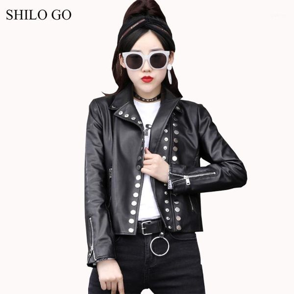 shilo go leather jacket womens spring fashion sheepskin genuine leather coat lapel collar round metal rivet locomotive jacket1, Black;brown
shilo go leather jacket womens spring fashion sheepskin genuine leather coat lapel collar round metal rivet locomotive jacket1, Black;brown