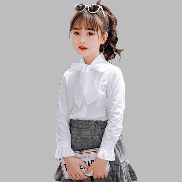 new spring solid white blouse bow mandarin collar shirt summer korean school clothes for girls y200704, White;black
new spring solid white blouse bow mandarin collar shirt summer korean school clothes for girls y200704, White;black