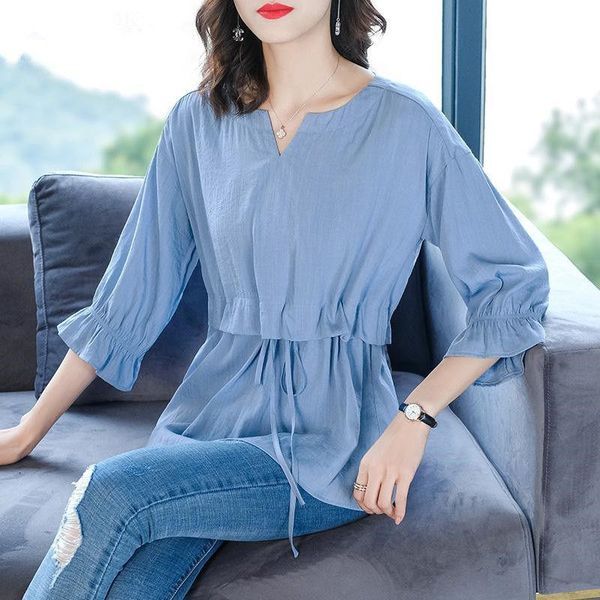 2020 new summer middle aaged women fashion solid ice silk causal blouse female slim o-neck plus size 4xl shirt w103, White
2020 new summer middle aaged women fashion solid ice silk causal blouse female slim o-neck plus size 4xl shirt w103, White