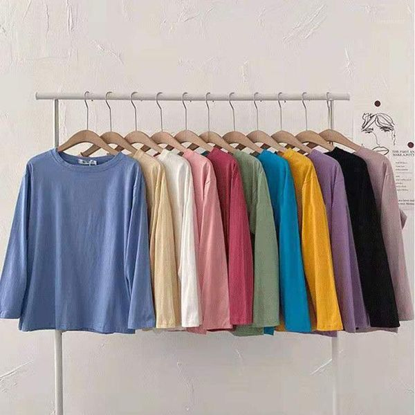 11 colors t-shirts women cotton solid color o-neck long sleeve tshirt womens casual trendy all-match female1, White
11 colors t-shirts women cotton solid color o-neck long sleeve tshirt womens casual trendy all-match female1, White