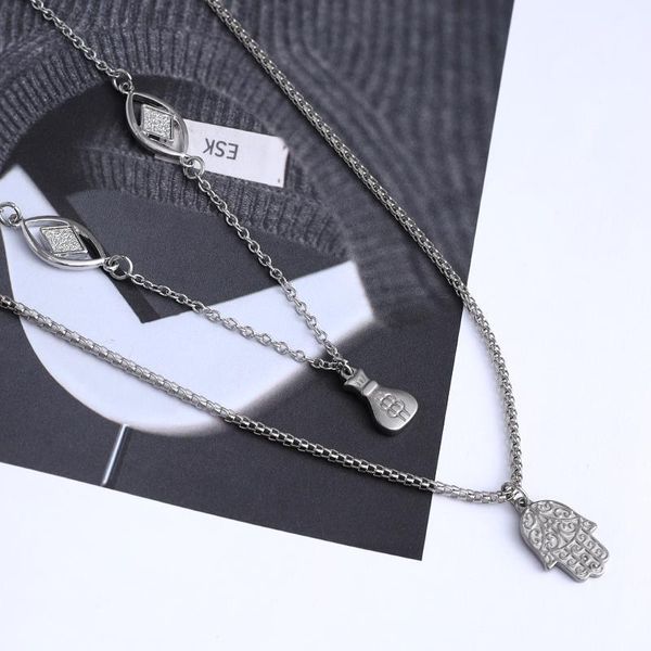 chains fashion multilayer necklace & pendants vintage hand choker for women sliver collier party jewelry, Silver
chains fashion multilayer necklace & pendants vintage hand choker for women sliver collier party jewelry, Silver