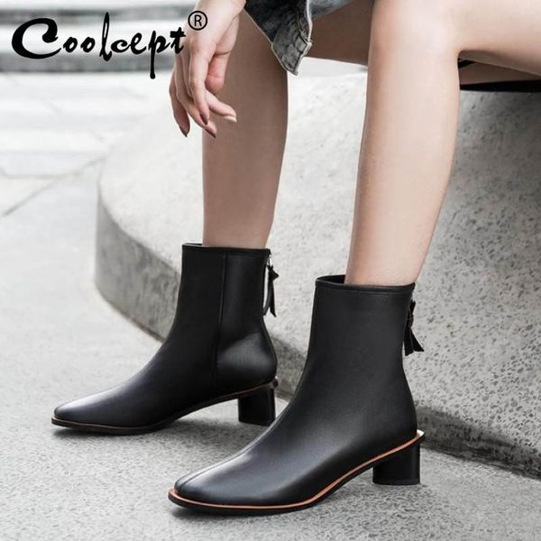 coolcept ankle boots for women genuine leather high heels winter shoes women fashion zipper square toe short boots size 34-40, Black
coolcept ankle boots for women genuine leather high heels winter shoes women fashion zipper square toe short boots size 34-40, Black