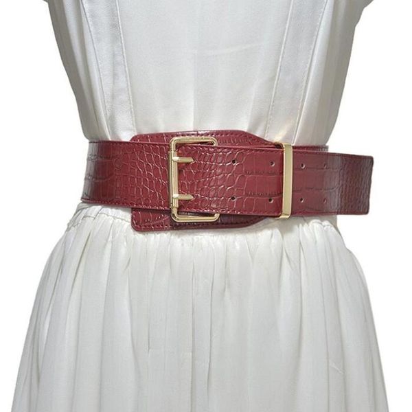 women corset belt elastic faux leather gold buckle waist wide belt stretch fashion retro vintage gothic punk female dress belts, Black;brown
women corset belt elastic faux leather gold buckle waist wide belt stretch fashion retro vintage gothic punk female dress belts, Black;brown