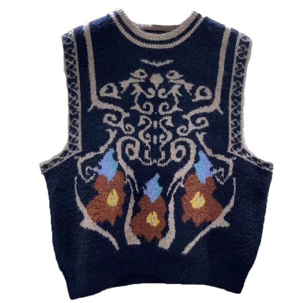 new autumn winter 2020 women's knitted sweater retro personalized printed vest large size round neck thickened fashion, Black;white
new autumn winter 2020 women's knitted sweater retro personalized printed vest large size round neck thickened fashion, Black;white