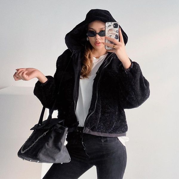 women's fur & faux womengaga lamb wool coat 2021 winter thickened warmth both sides wear cotton jacket hooded padded tide 3nb1, Black
women's fur & faux womengaga lamb wool coat 2021 winter thickened warmth both sides wear cotton jacket hooded padded tide 3nb1, Black