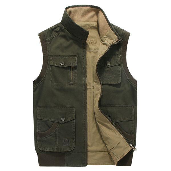 mens casual solid vests coats loose cotton multi pocket plus size brief zipper male outerwear, Black;white
mens casual solid vests coats loose cotton multi pocket plus size brief zipper male outerwear, Black;white