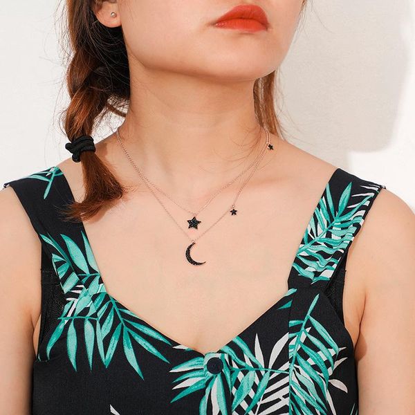 brling new 2020 fashion ins vintage chain pendant choker simple star moon black crystal necklace for women girls gifts party, Golden;silver
brling new 2020 fashion ins vintage chain pendant choker simple star moon black crystal necklace for women girls gifts party, Golden;silver