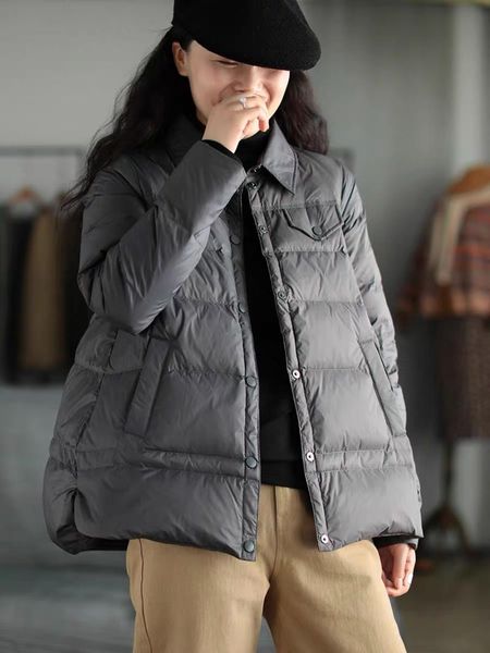 women's down & parkas 2021 winter light and thin ladies jacket literary retro loose 90% white duck female lapel warm, Black
women's down & parkas 2021 winter light and thin ladies jacket literary retro loose 90% white duck female lapel warm, Black