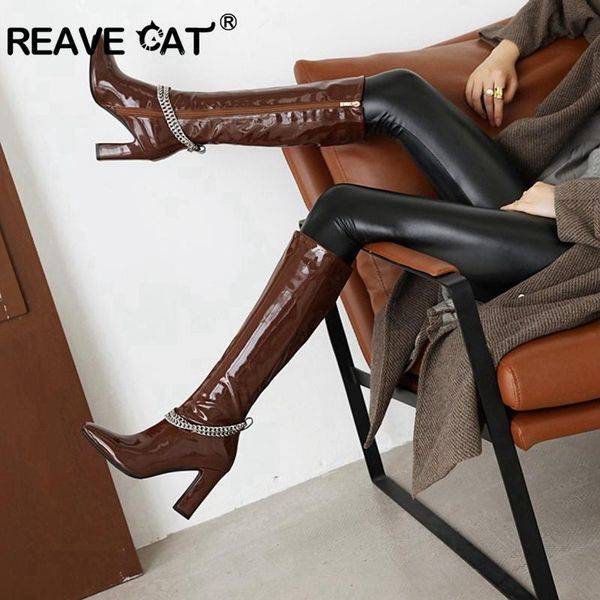 reave cat зимние коленные сапоги квадратные пальцы ноги коренастые каблуки патентная кожаная застежка-молния сплошной цепной металл большой, Black
reave cat зимние коленные сапоги квадратные пальцы ноги коренастые каблуки патентная кожаная застежка-молния сплошной цепной металл большой, Black
