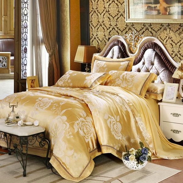 silk cotton golden color jacquard luxury bedding set king size bed set duvet cover bed sheet pillowcases 4pcs
silk cotton golden color jacquard luxury bedding set king size bed set duvet cover bed sheet pillowcases 4pcs