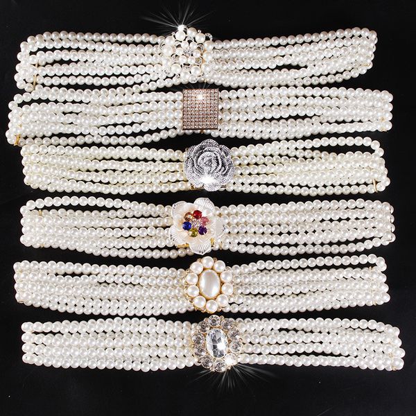 women beaded belt designer belts crystal pearl elastic belt width 3.2cm fashion casual luxury chain belts for female 12 models, Black;brown
women beaded belt designer belts crystal pearl elastic belt width 3.2cm fashion casual luxury chain belts for female 12 models, Black;brown