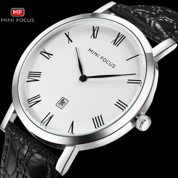 Mens Watches Brand Luxury Watch Men Waterproof Male Black Leather Strap Calendar Display Dress Quartz Minimalist Mini Focus